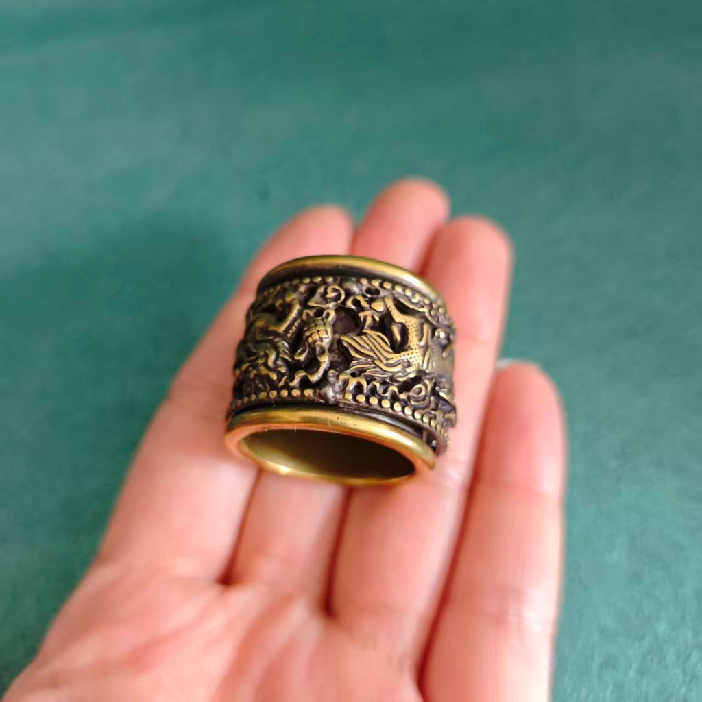 Handcrafted Antique-Finish Brass Dragon Thumb Ring | Rotatable Stress‑Relief Spinner Fidget Ring