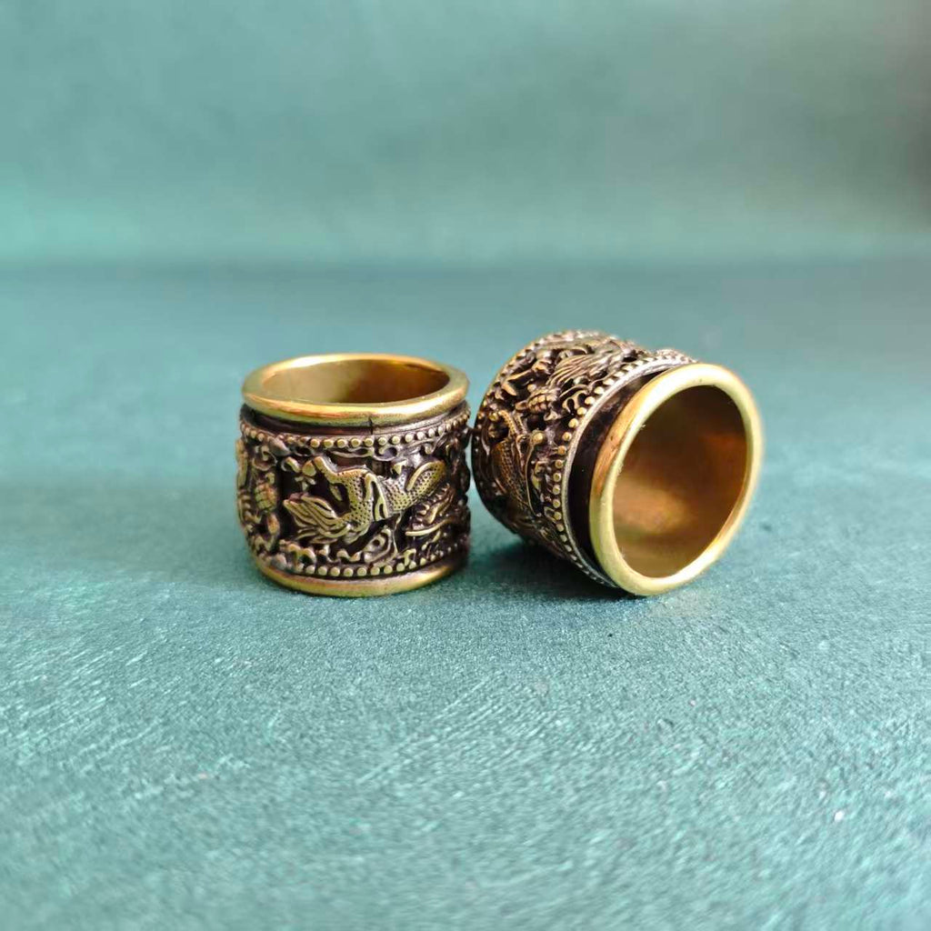 Handcrafted Antique-Finish Brass Dragon Thumb Ring | Rotatable Stress‑Relief Spinner Fidget Ring