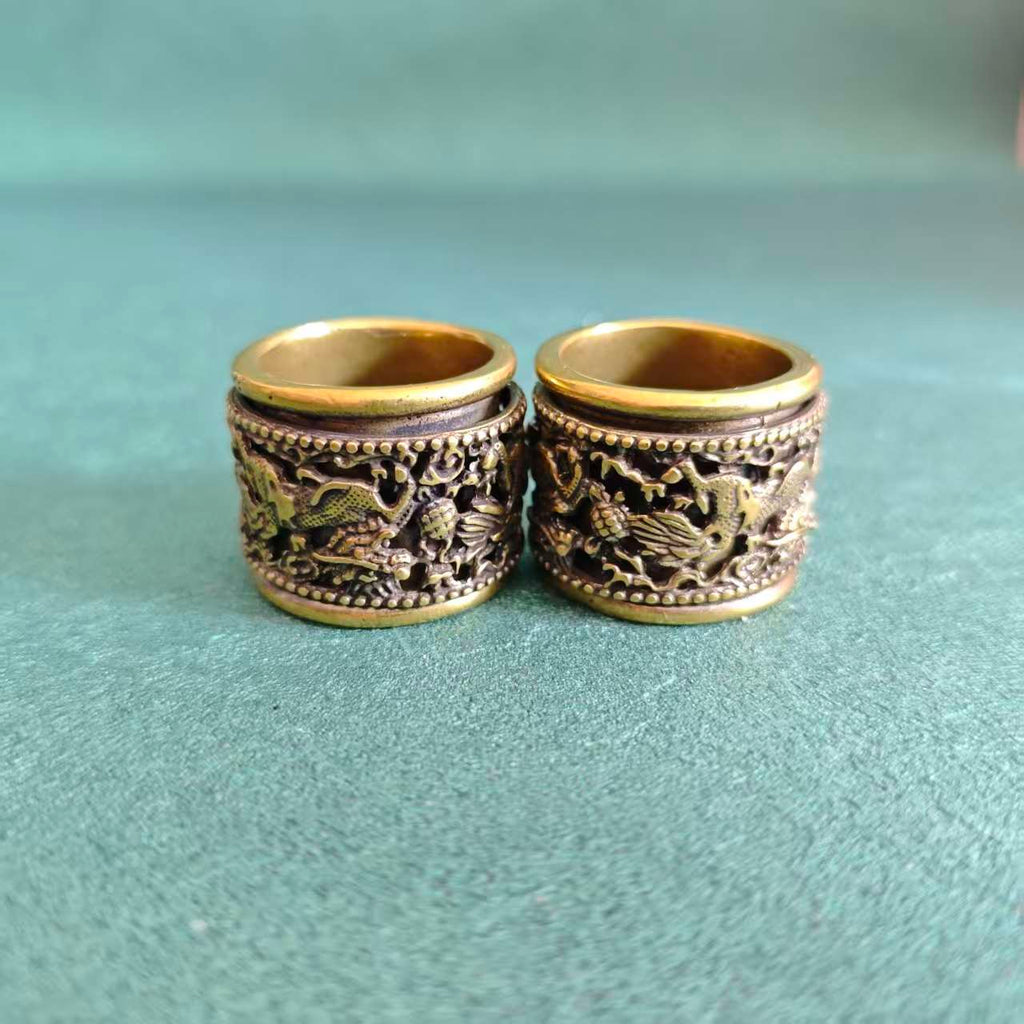 Handcrafted Antique-Finish Brass Dragon Thumb Ring | Rotatable Stress‑Relief Spinner Fidget Ring