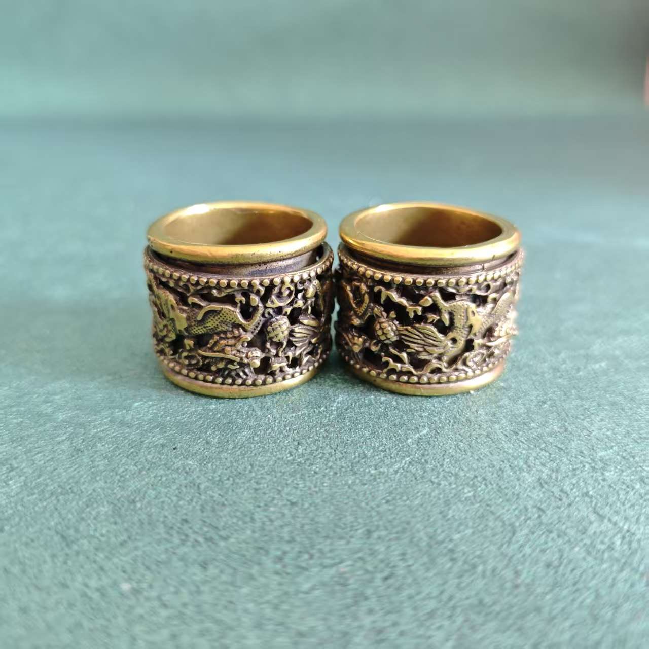 Handcrafted Antique-Finish Brass Dragon Thumb Ring | Rotatable Stress‑Relief Spinner Fidget Ring