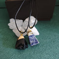 Lapis Lazuli  Black Obsidian Pendant, Spiritual Protection Natural Crystal Necklace