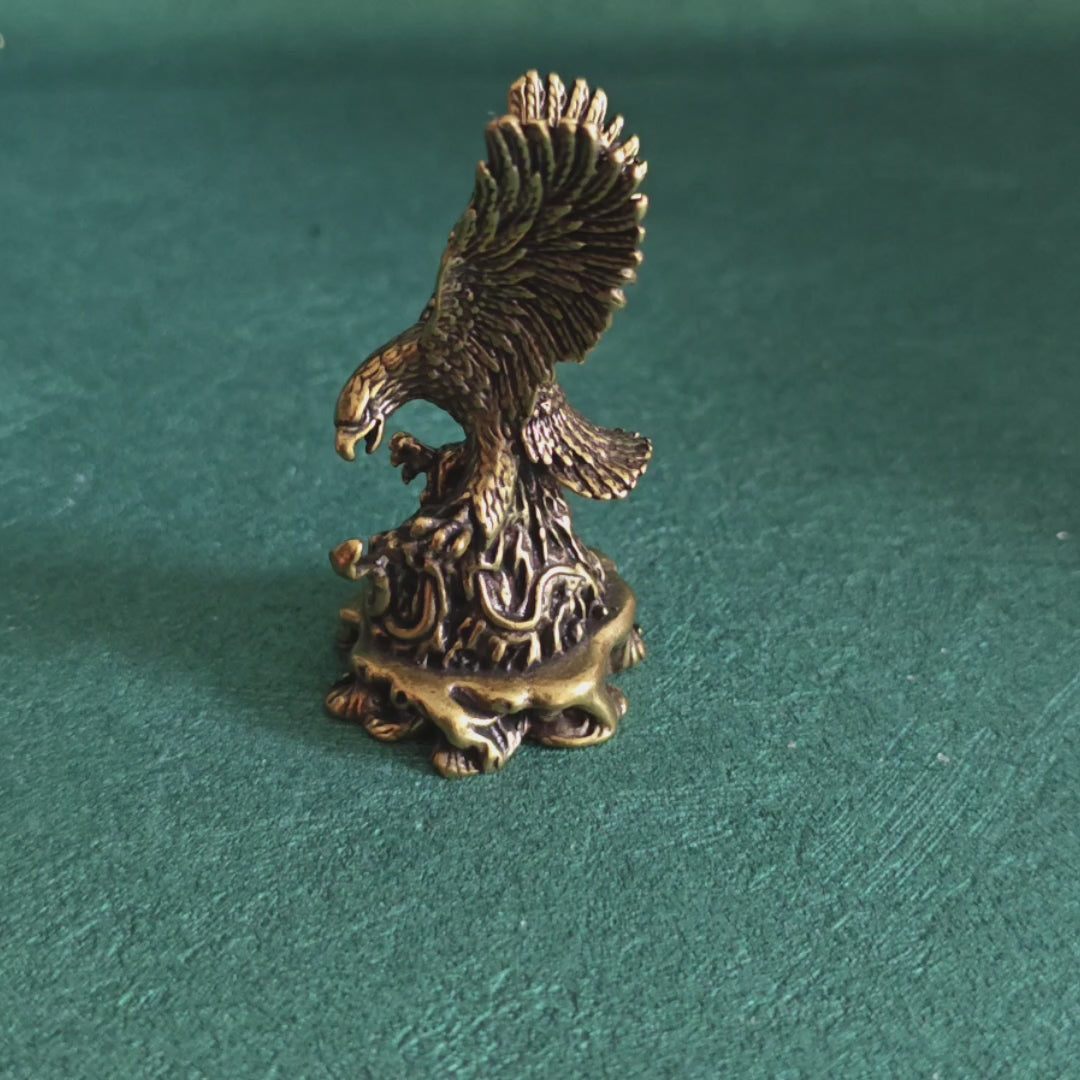 Solid Brass Eagle Figurine, Talons Clutching Snake, Vintage Heavy Stress Relief Desktop Decor