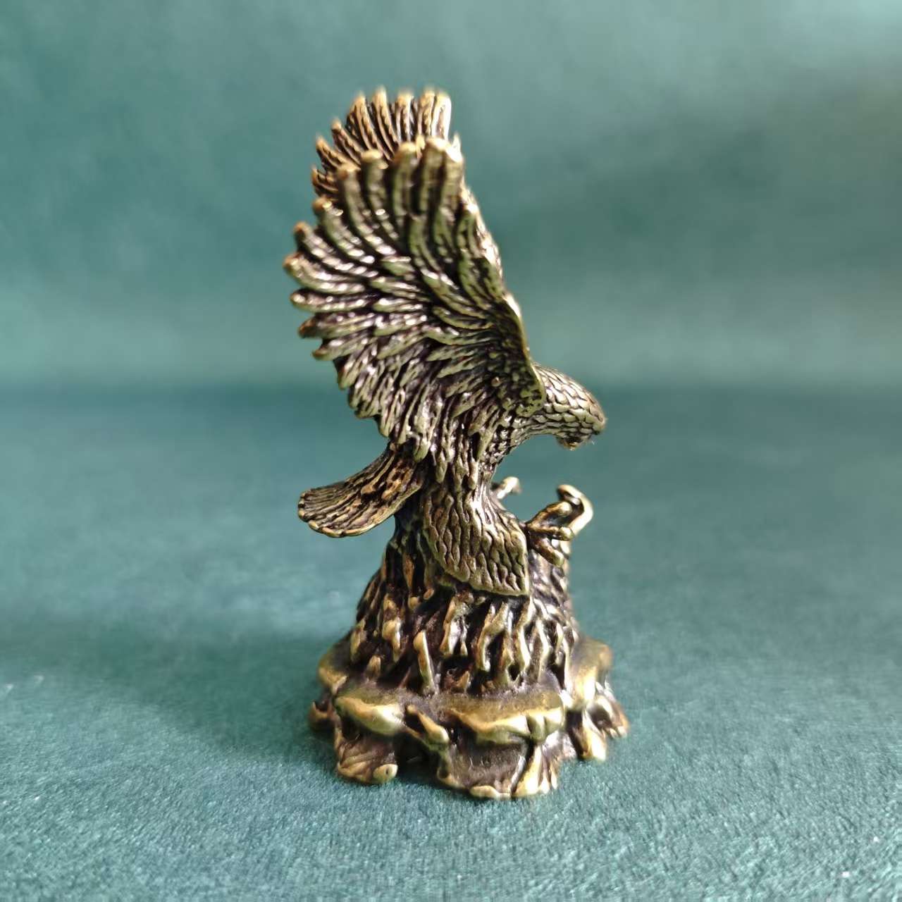 Solid Brass Eagle Figurine, Talons Clutching Snake, Vintage Heavy Stress Relief Desktop Decor